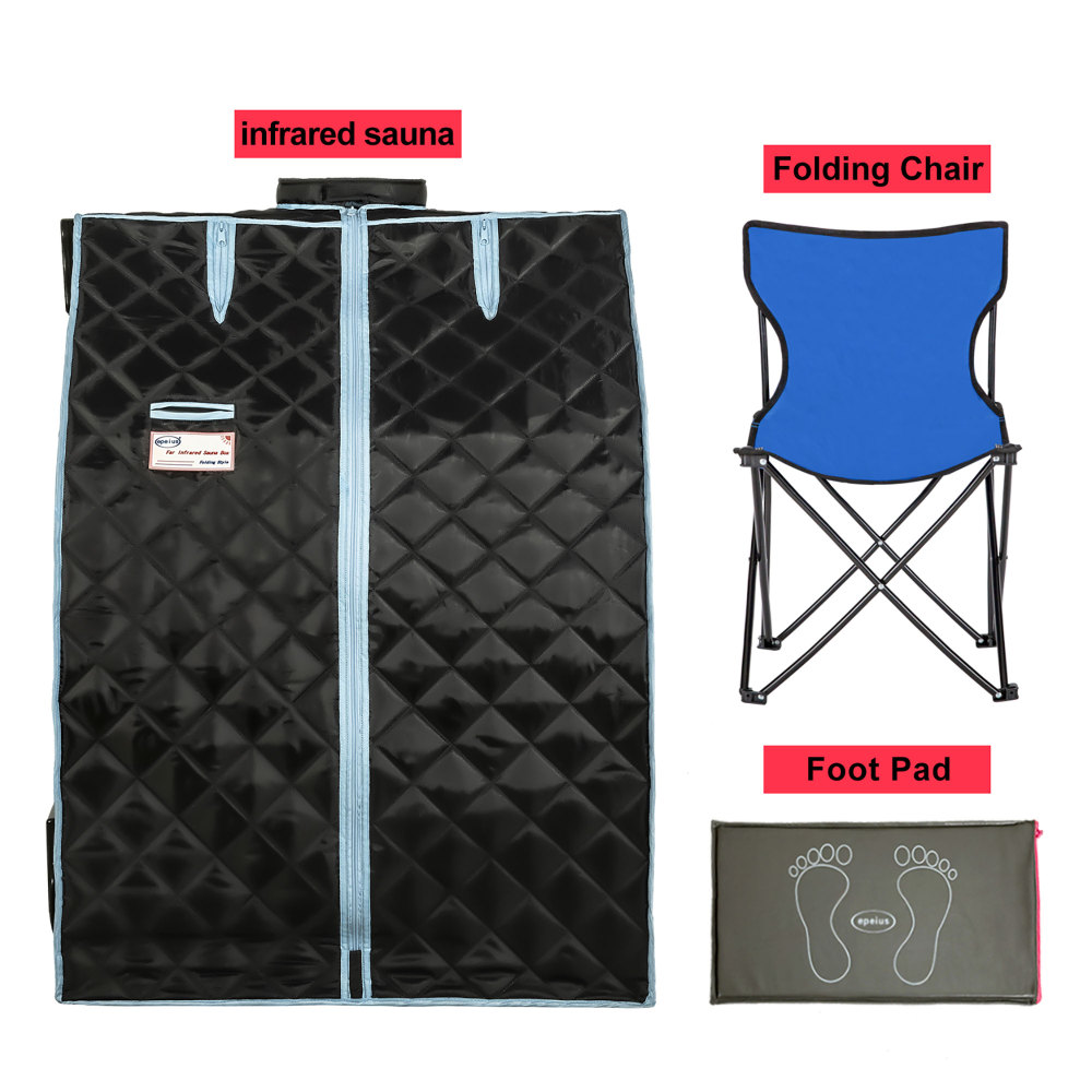 Xmatch Portable Far Infrared Sauna Tent, Foldable Sauna Box Home Spa, Half Size 550W, Max 60 Min Session Wire Controller (Infrared/Silver)