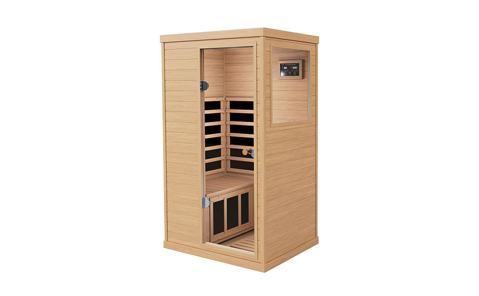 Xmatch Saunas 909Mini Far Infrared Sauna, Indoor Dry Sauna (Hemlock Wood, 1 Person Mini Size Right Door)