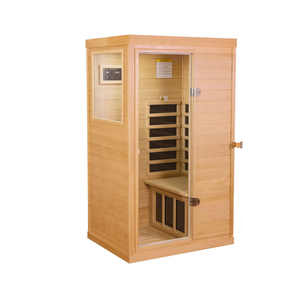 Xmatch Saunas 909Mini Far Infrared Sauna, Indoor Dry Sauna (Hemlock Wood, 1 Person Mini Size Left Door)