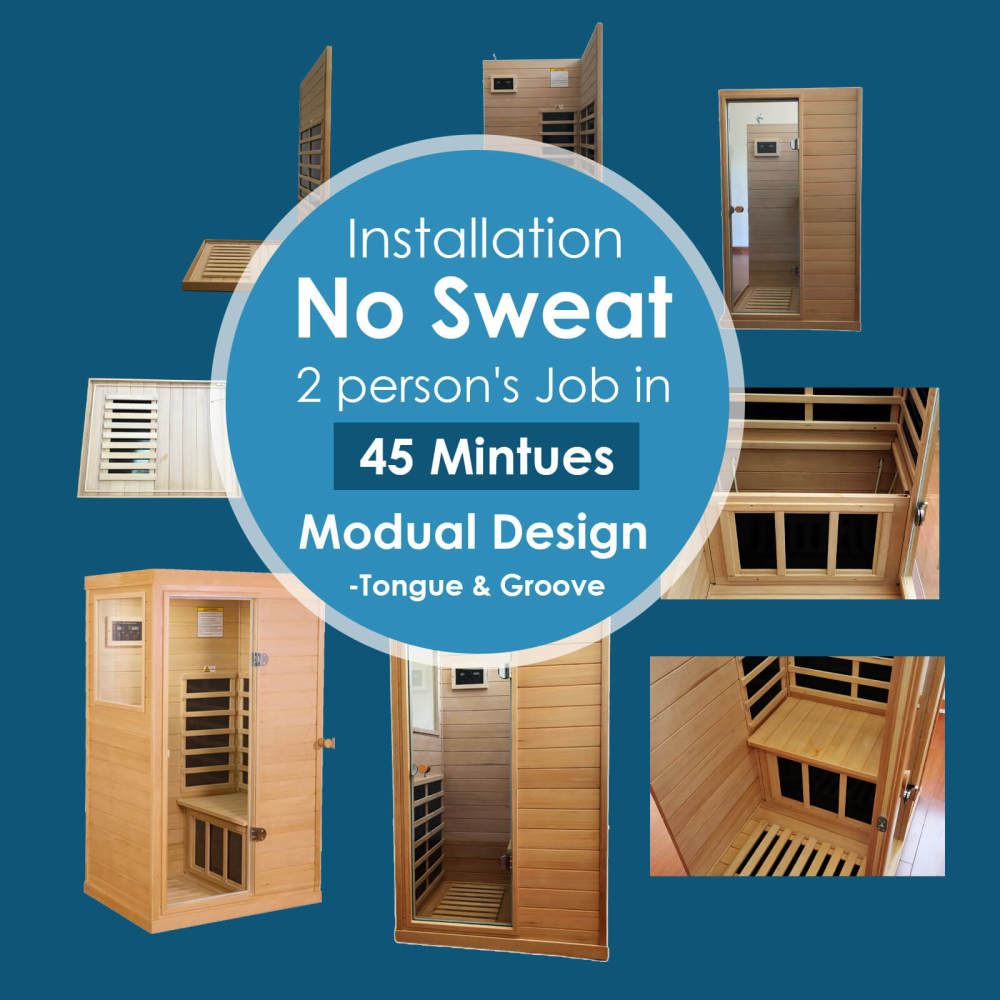 Xmatch Saunas 909Mini Far Infrared Sauna, Indoor Dry Sauna (Hemlock Wood, 1 Person Mini Size Left Door)