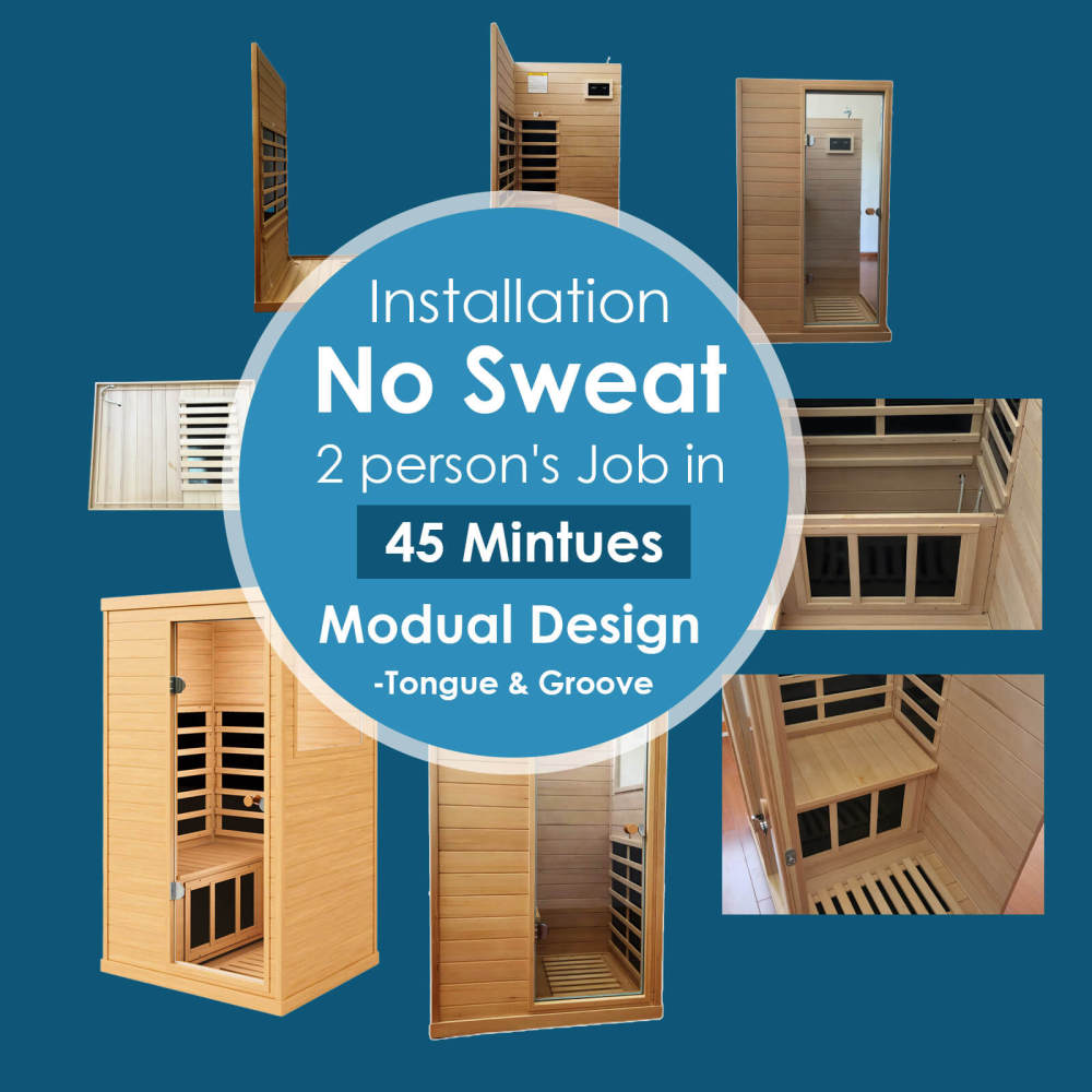 Xmatch Saunas 909Mini Far Infrared Sauna, Indoor Dry Sauna (Hemlock Wood, 1 Person Mini Size Right Door)