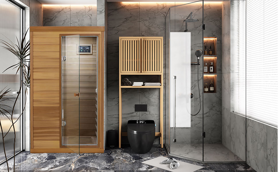 Xmatch Saunas 909Mini Far Infrared Sauna, Indoor Dry Sauna (Red Cedar, 1 Person Mini Size Right Door)