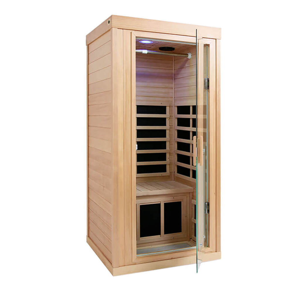 Xmatch Saunas 906Mini Far Infrared Sauna, Indoor Wooden Dry Sauna (Hemlock Wood, 1 Person Mini Size 360 Envolved)