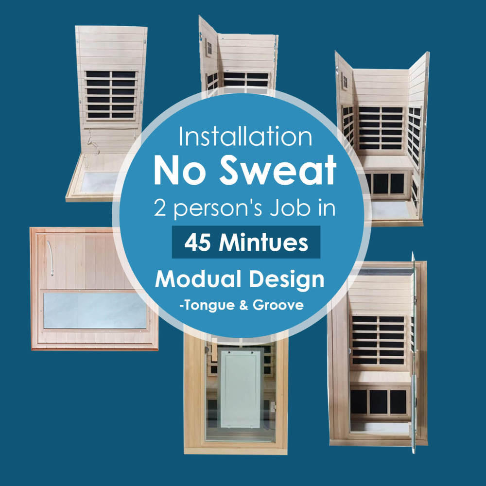 Xmatch Saunas 906Mini Far Infrared Sauna, Indoor Wooden Dry Sauna (Hemlock Wood, 1 Person Mini Size 360 Envolved)