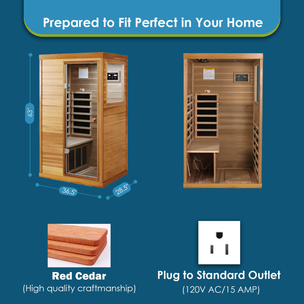Xmatch Saunas 909Mini Far Infrared Sauna, Indoor Dry Sauna (Red Cedar, 1 Person Mini Size Right Door)