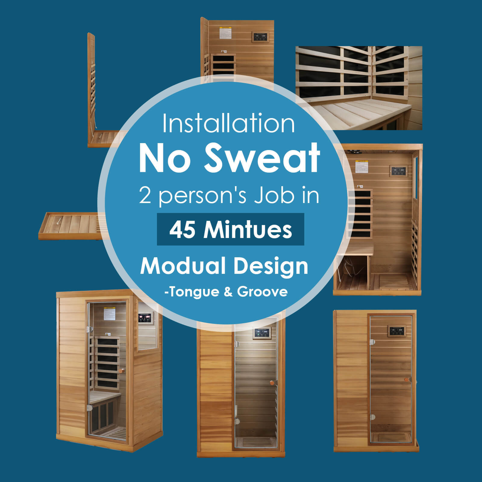 Xmatch Saunas 909Mini Far Infrared Sauna, Indoor Dry Sauna (Red Cedar, 1 Person Mini Size Right Door)