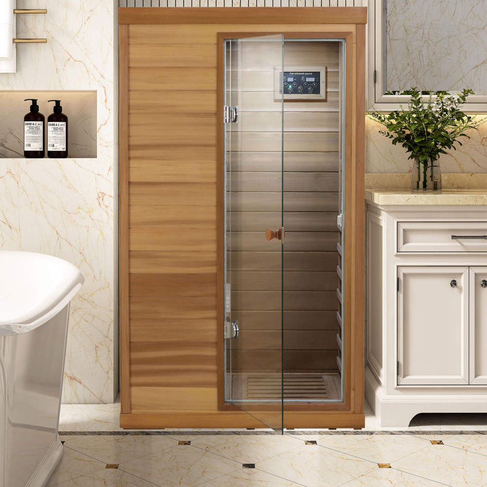 Xmatch Saunas 909Mini Far Infrared Sauna, Indoor Dry Sauna (Red Cedar, 1 Person Mini Size Right Door)