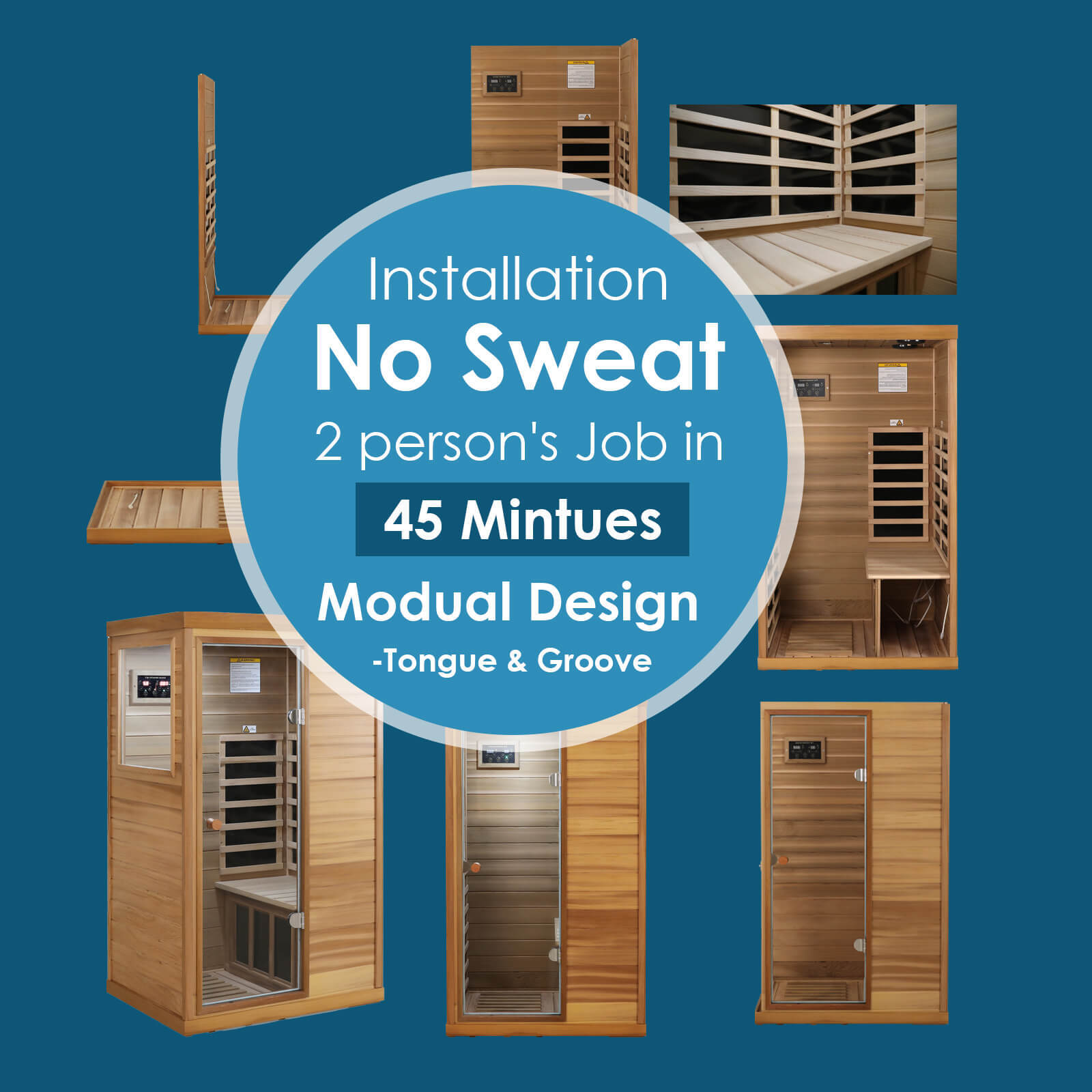 Xmatch Saunas 909Mini Far Infrared Sauna, Indoor Dry Sauna (Red Cedar, 1 Person Mini Size Left Door)