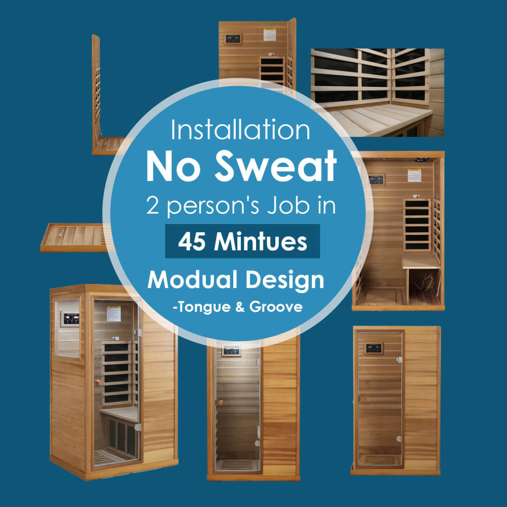 Xmatch Saunas 909Mini Far Infrared Sauna, Indoor Dry Sauna (Red Cedar, 1 Person Mini Size Left Door)