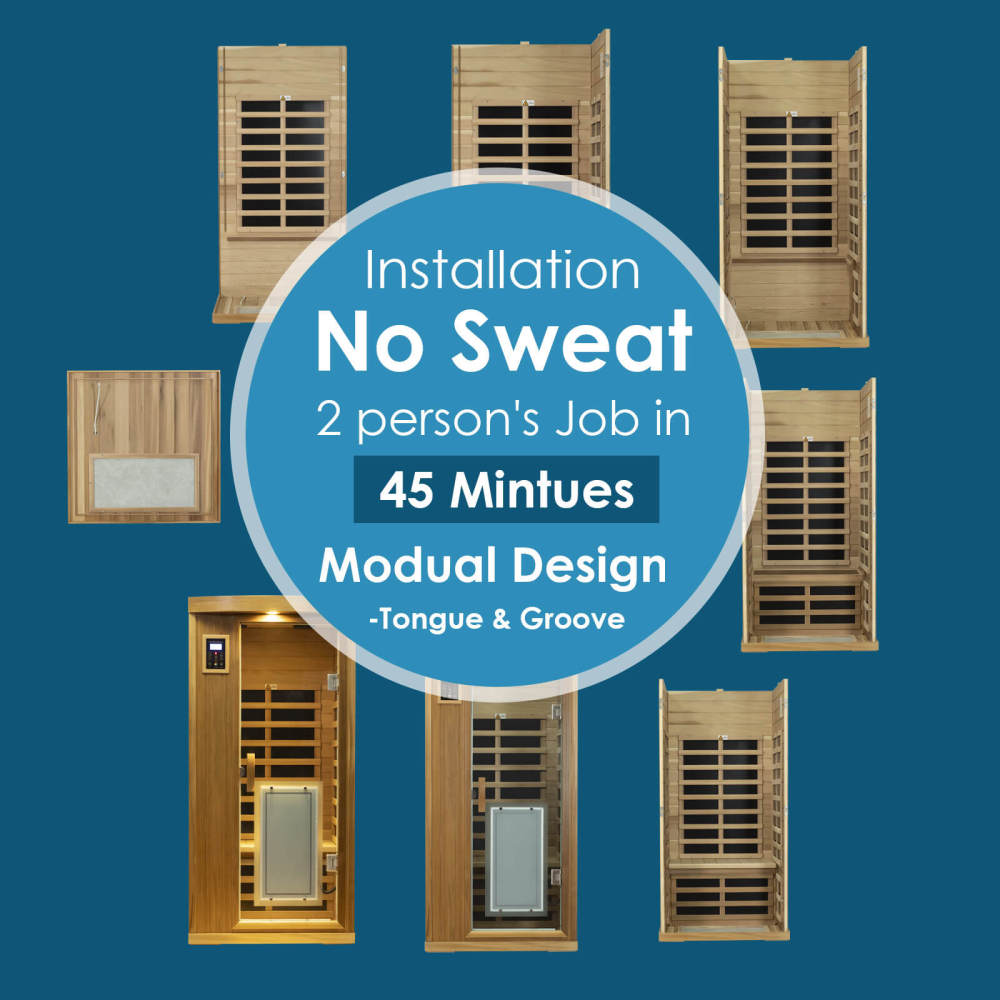 Xmatch Saunas 901B Far Infrared Sauna, Indoor Wooden Dry Sauna Low EMF (Red Cedar, 1-Person Plus Size 360 Envolved)