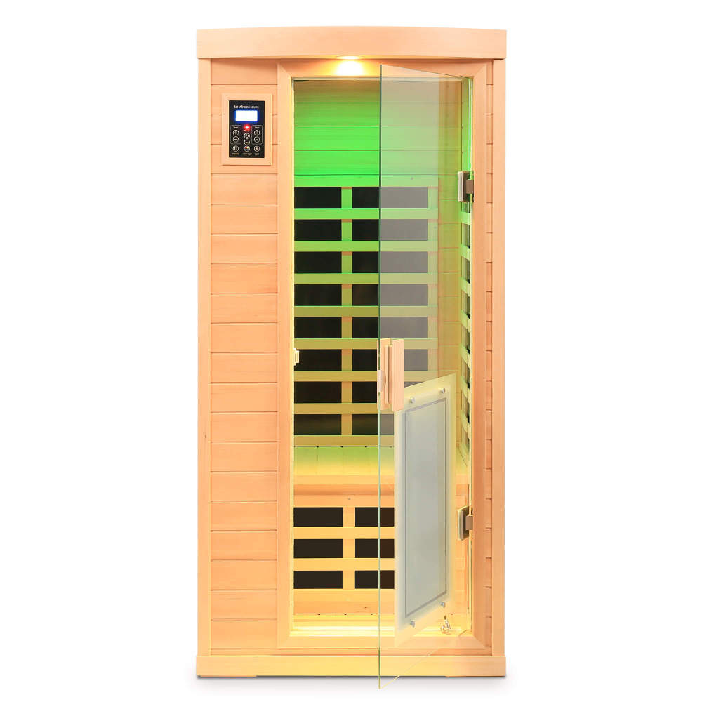 Xmatch Saunas 901B Far Infrared Sauna, Indoor Wooden Dry Sauna Low EMF (Hemlock Wood, 1-Person Size 360 Envolved)