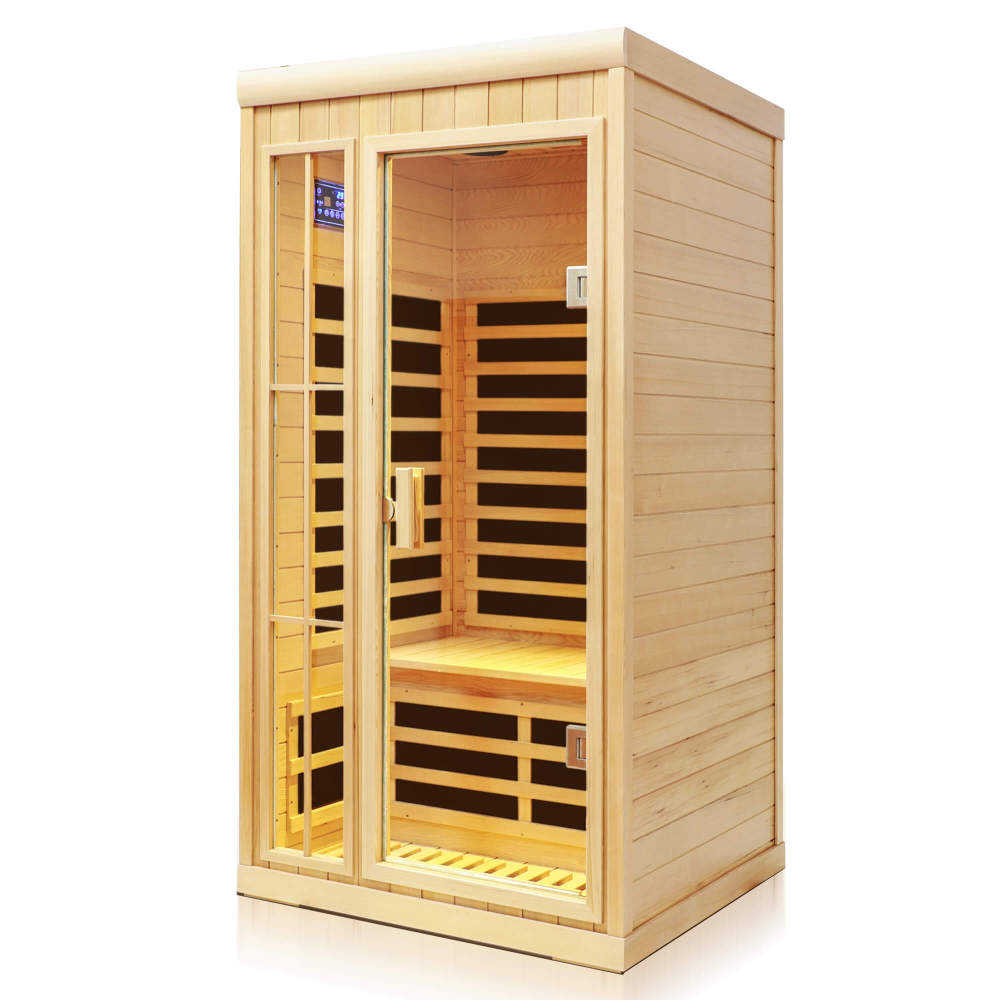 Xmatch Saunas 901P Far Infrared Sauna, Indoor Wooden Dry Sauna Low EMF (Hemlock Wood, 2-Person Compact Size)