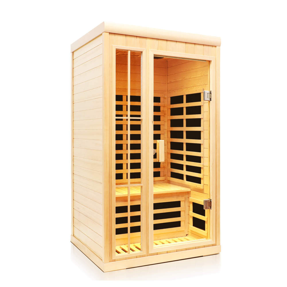 Xmatch Saunas 901P Far Infrared Sauna, Indoor Wooden Dry Sauna Low EMF (Hemlock Wood, 2-Person Compact Size)