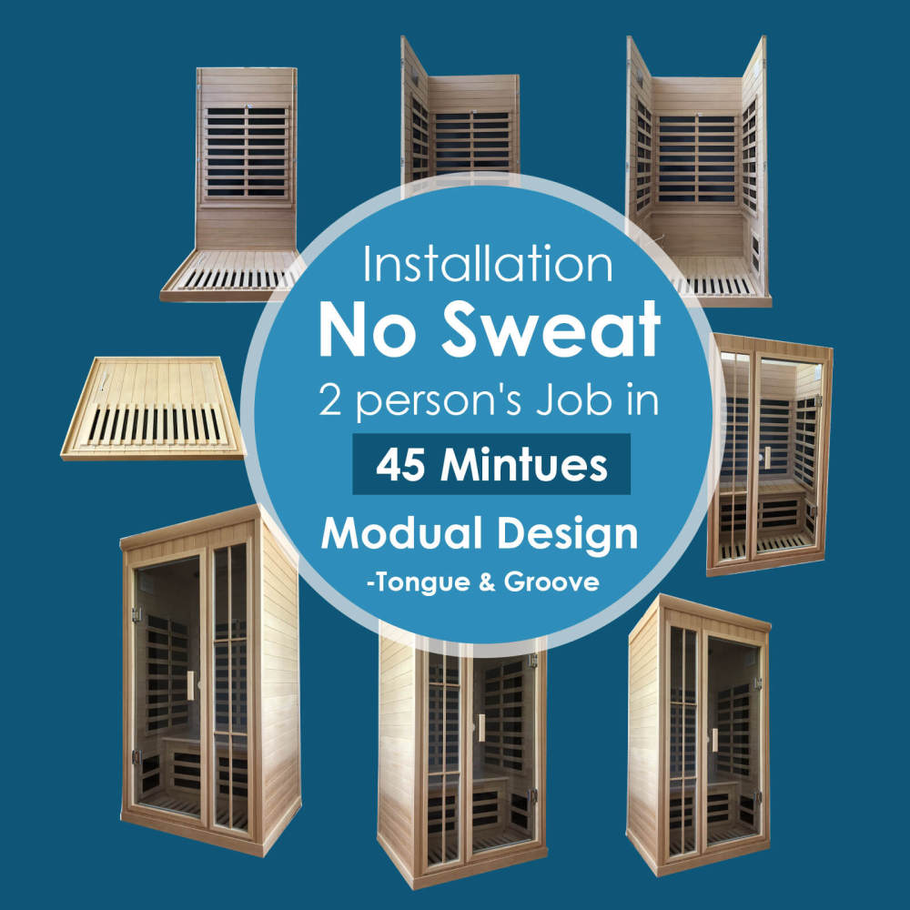 Xmatch Saunas 901P Far Infrared Sauna, Indoor Wooden Dry Sauna Low EMF (Hemlock Wood, 2-Person Compact Size)