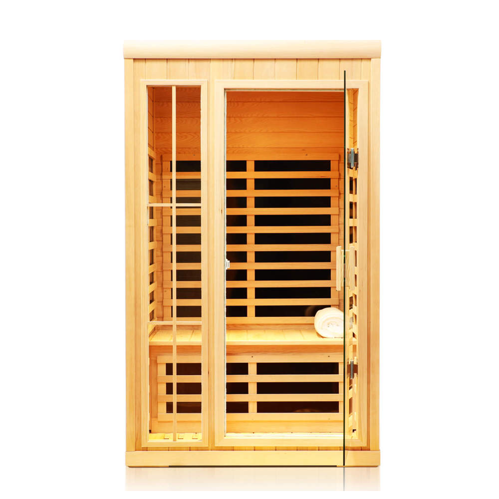 Xmatch Saunas 901P Far Infrared Sauna, Indoor Wooden Dry Sauna Low EMF (Hemlock Wood, 2-Person Compact Size)