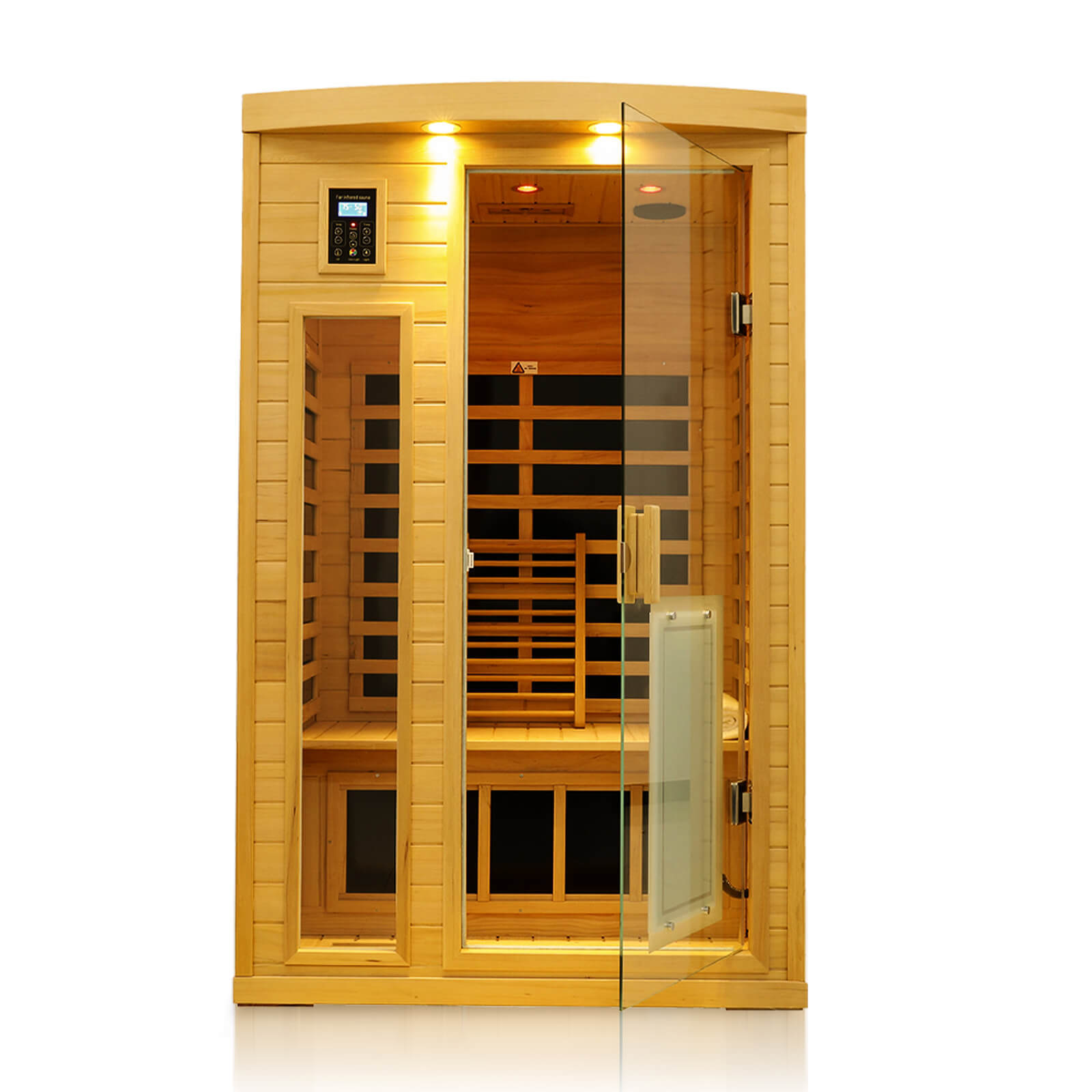 Xmatch Saunas 902B Far Infrared Sauna, Indoor Wooden Dry Sauna Low EMF (Hemlock Wood, 2-Person Plus Size 360 Envolved)
