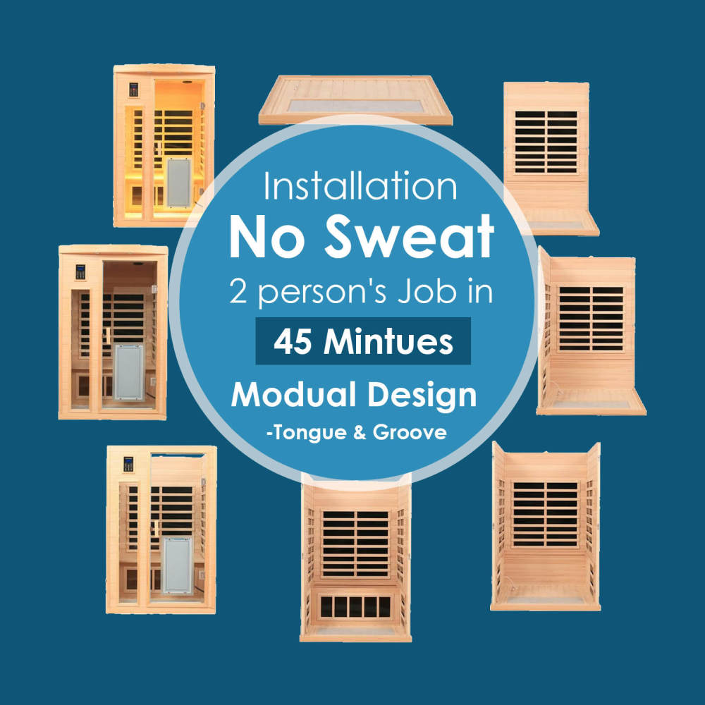 Xmatch Saunas 902B Far Infrared Sauna, Indoor Wooden Dry Sauna Low EMF (Hemlock Wood, 2-Person Plus Size 360 Envolved)