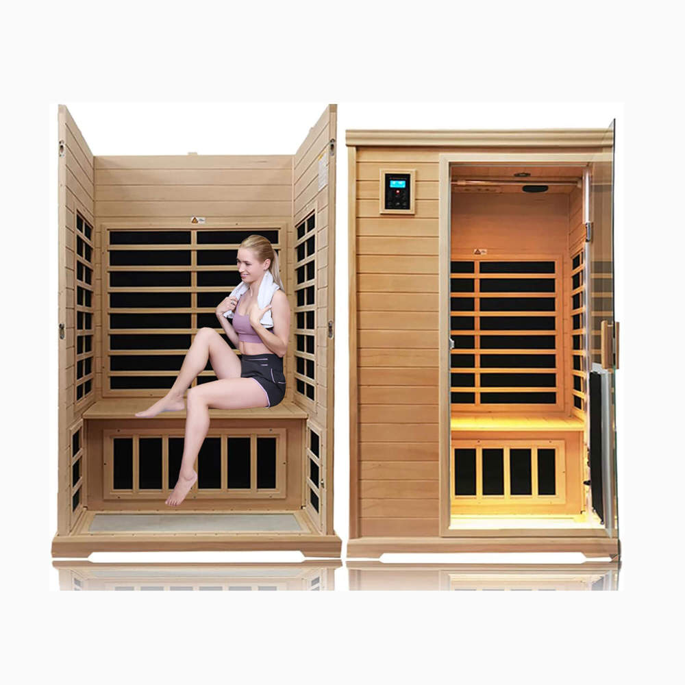Xmatch Saunas 902C Far Infrared Sauna, Indoor Wooden Dry Sauna Low EMF (Hemlock Wood, 2-Person Standard Size 360 Envolved)