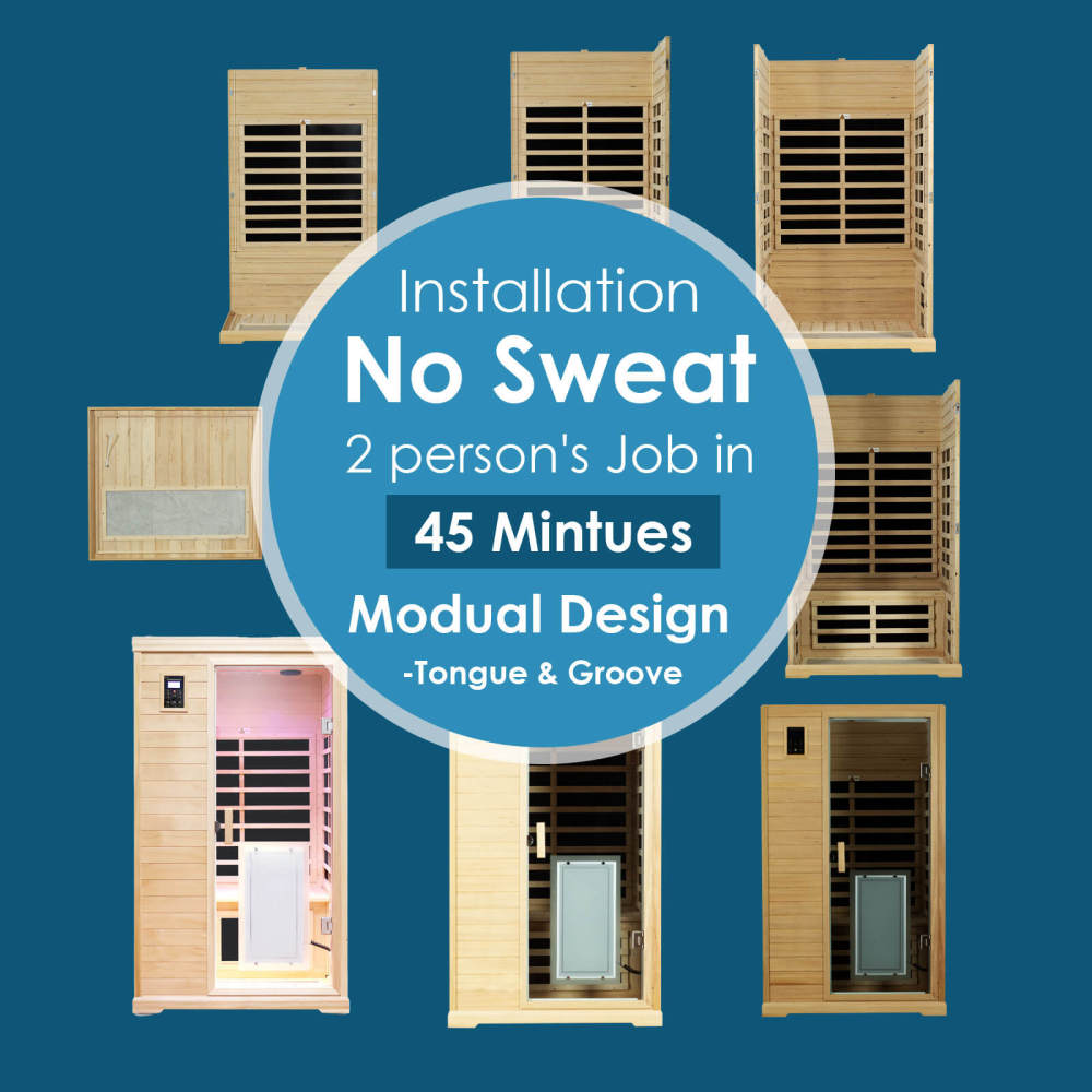 Xmatch Saunas 902C Far Infrared Sauna, Indoor Wooden Dry Sauna Low EMF (Hemlock Wood, 2-Person Standard Size 360 Envolved)