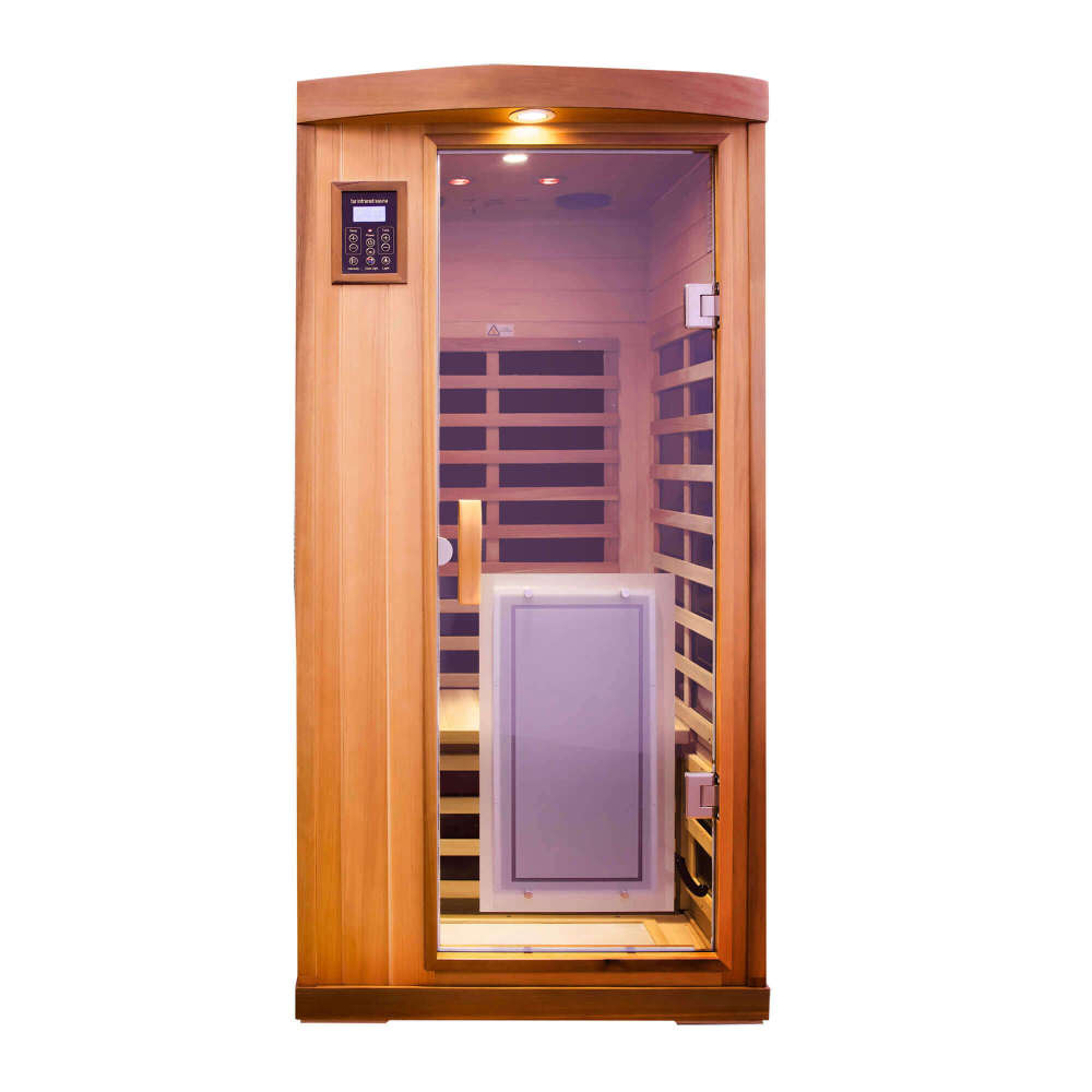 Xmatch Saunas 901B Far Infrared Sauna, Indoor Wooden Dry Sauna (Red Cedar, 1-Person Plus Size 360 Envolved)