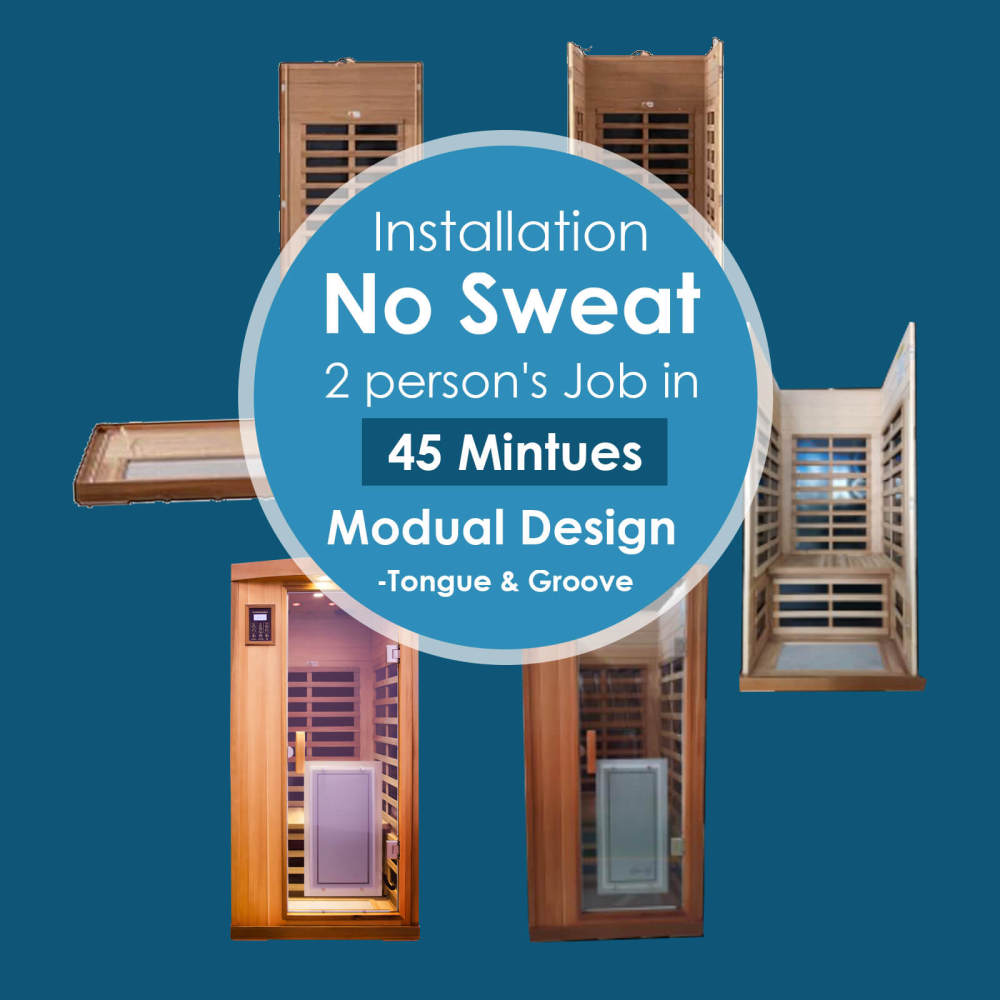 Xmatch Saunas 901B Far Infrared Sauna, Indoor Wooden Dry Sauna (Red Cedar, 1-Person Plus Size 360 Envolved)