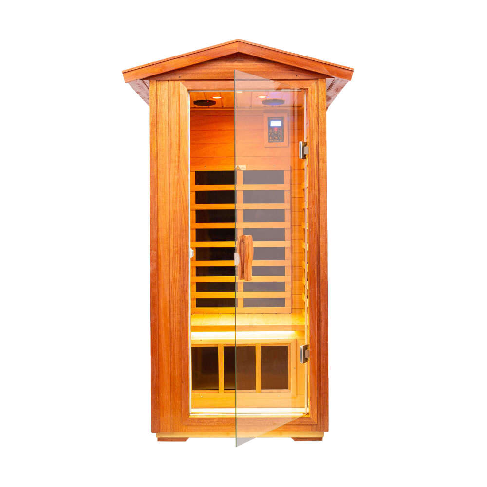 Xmatch Saunas 901V Far Infrared Sauna, Outdoor Wooden Dry Sauna Low EMF (Mahogany Wood, 1-Person Size)