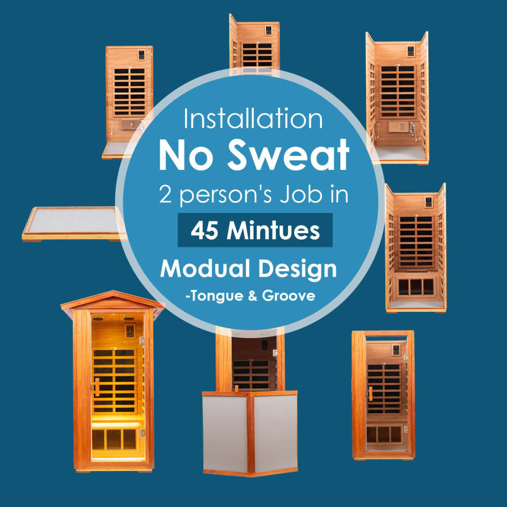 Xmatch Saunas 901V Far Infrared Sauna, Outdoor Wooden Dry Sauna Low EMF (Mahogany Wood, 1-Person Size)