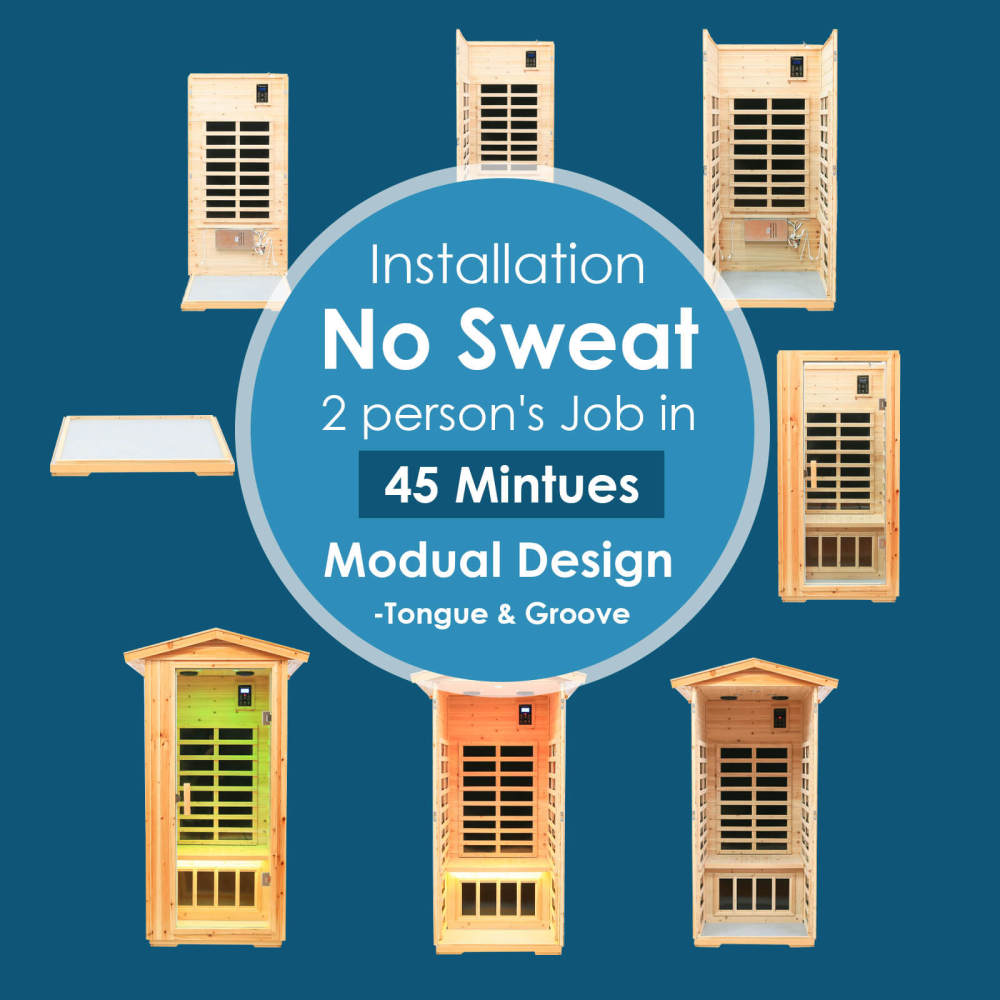 Xmatch Saunas 901V Far Infrared Sauna, Outdoor Wooden Dry Sauna Low EMF (Hemlock Wood, 1-Person Size)