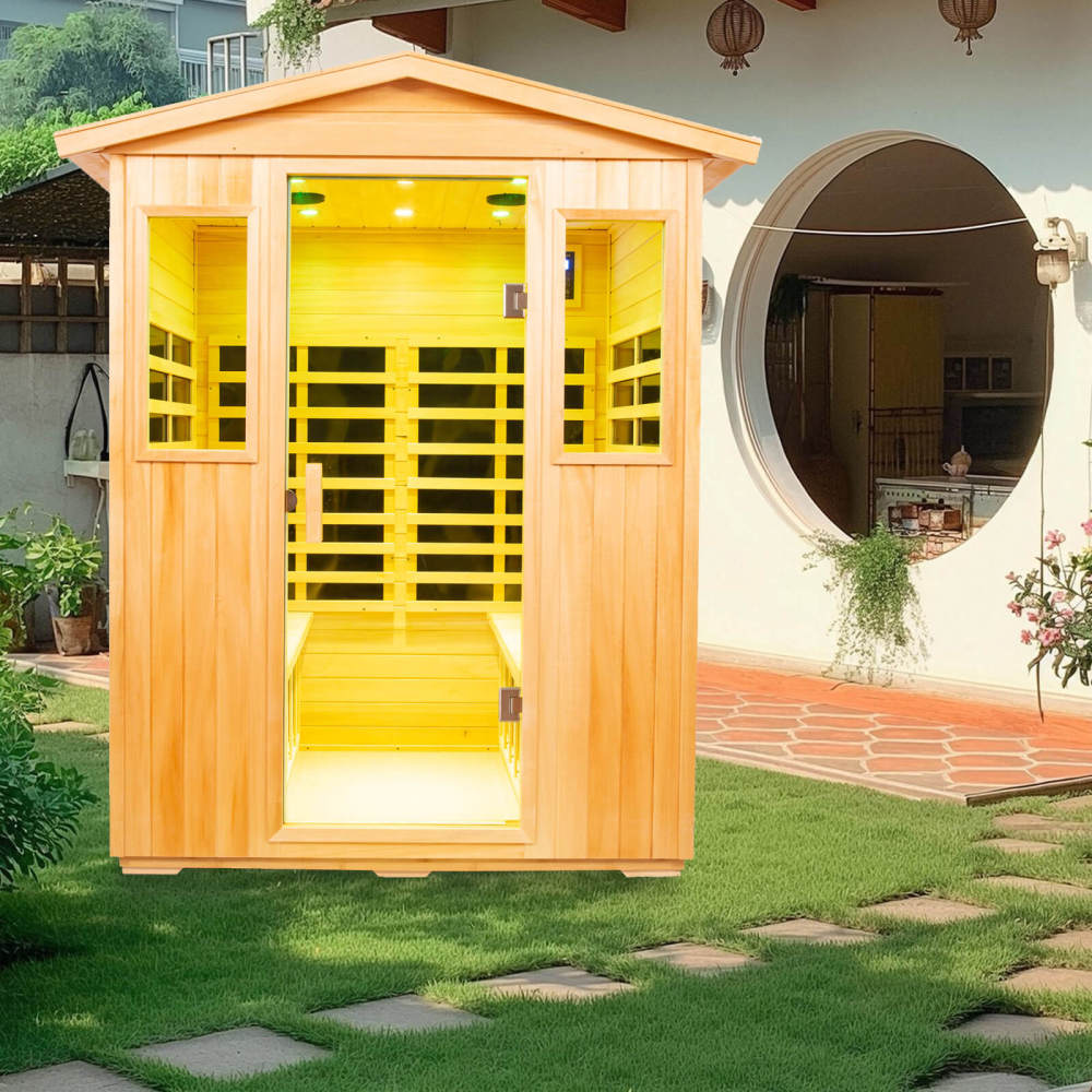 Xmatch Saunas 904V Far Infrared Sauna, Outdoor Wooden Dry Sauna Low EMF (Basswood, 4-Person Size)