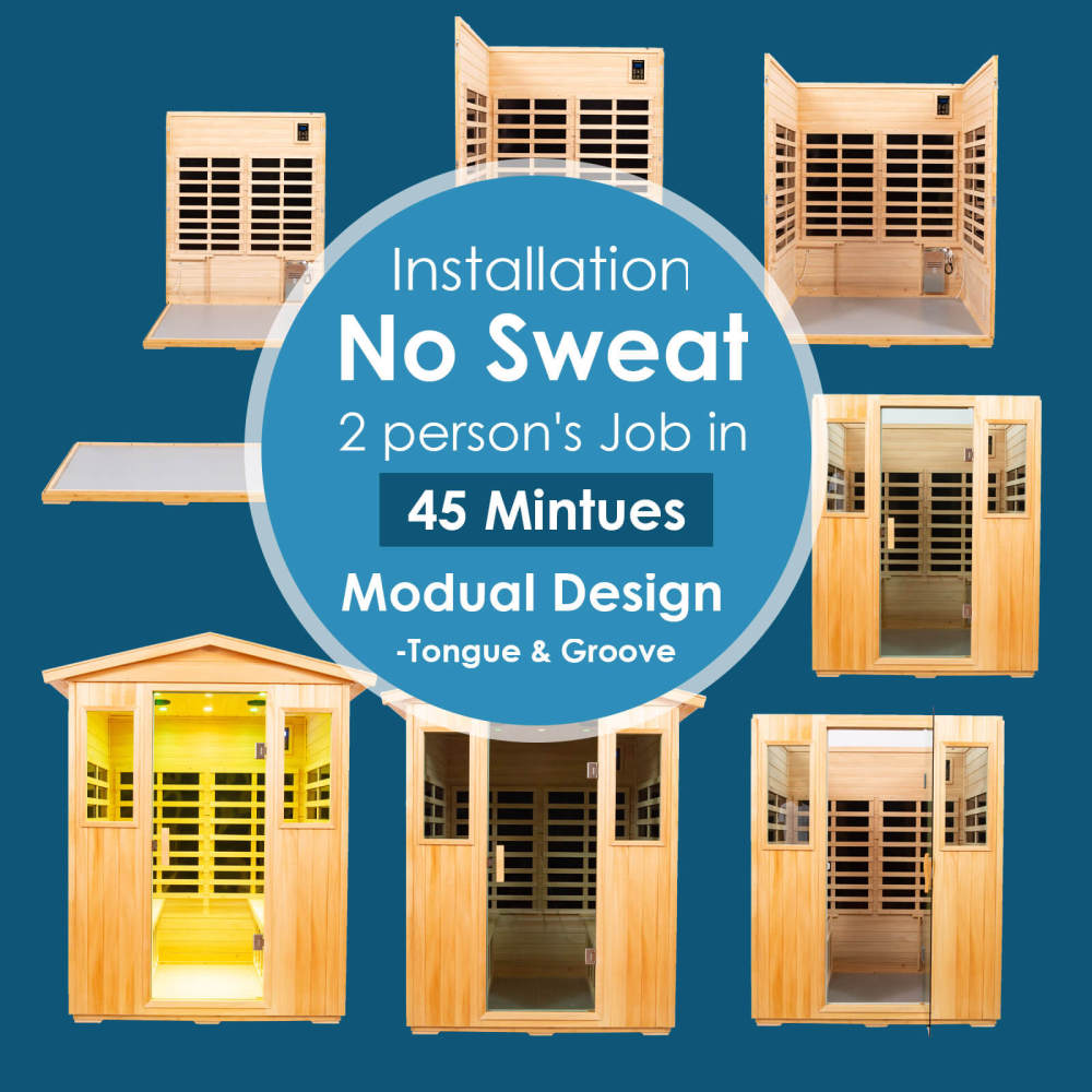 Xmatch Saunas 904V Far Infrared Sauna, Outdoor Wooden Dry Sauna Low EMF (Basswood, 4-Person Size)