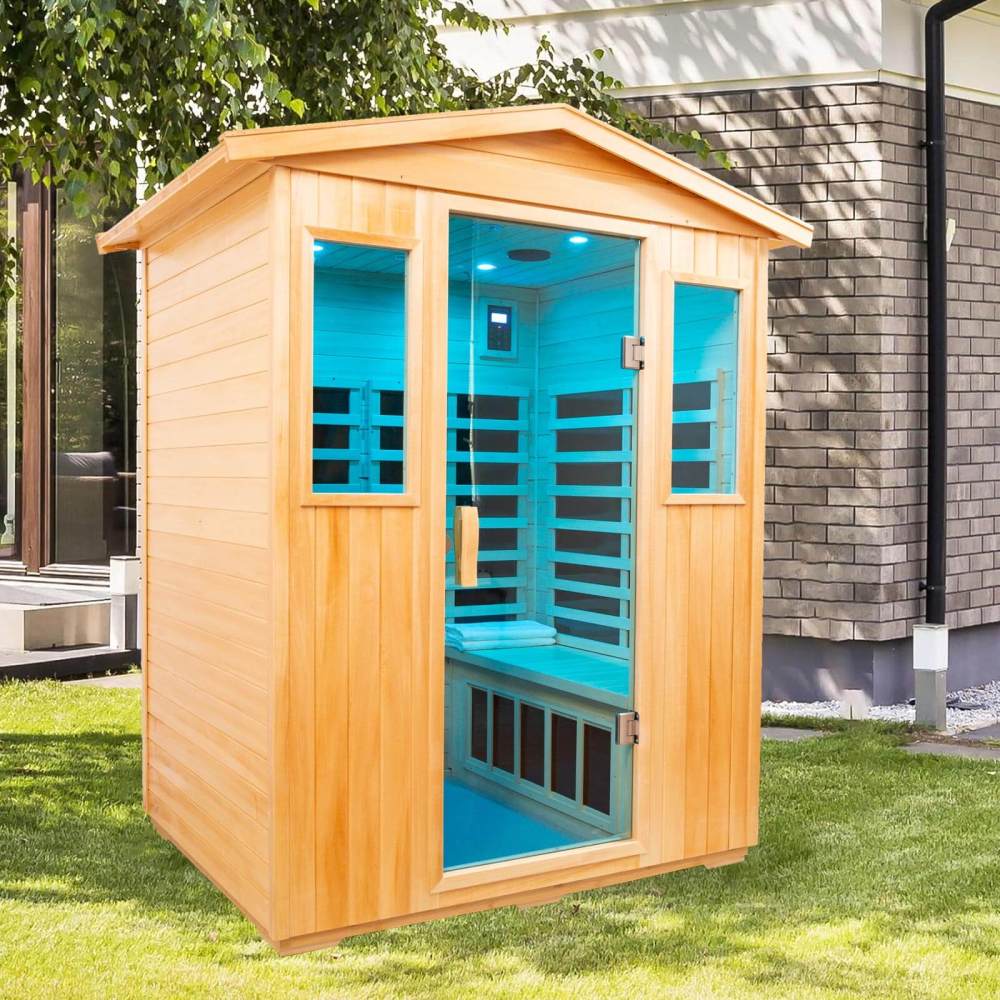 Xmatch Saunas 904V Far Infrared Sauna, Outdoor Wooden Dry Sauna Low EMF (Basswood, 4-Person Size)