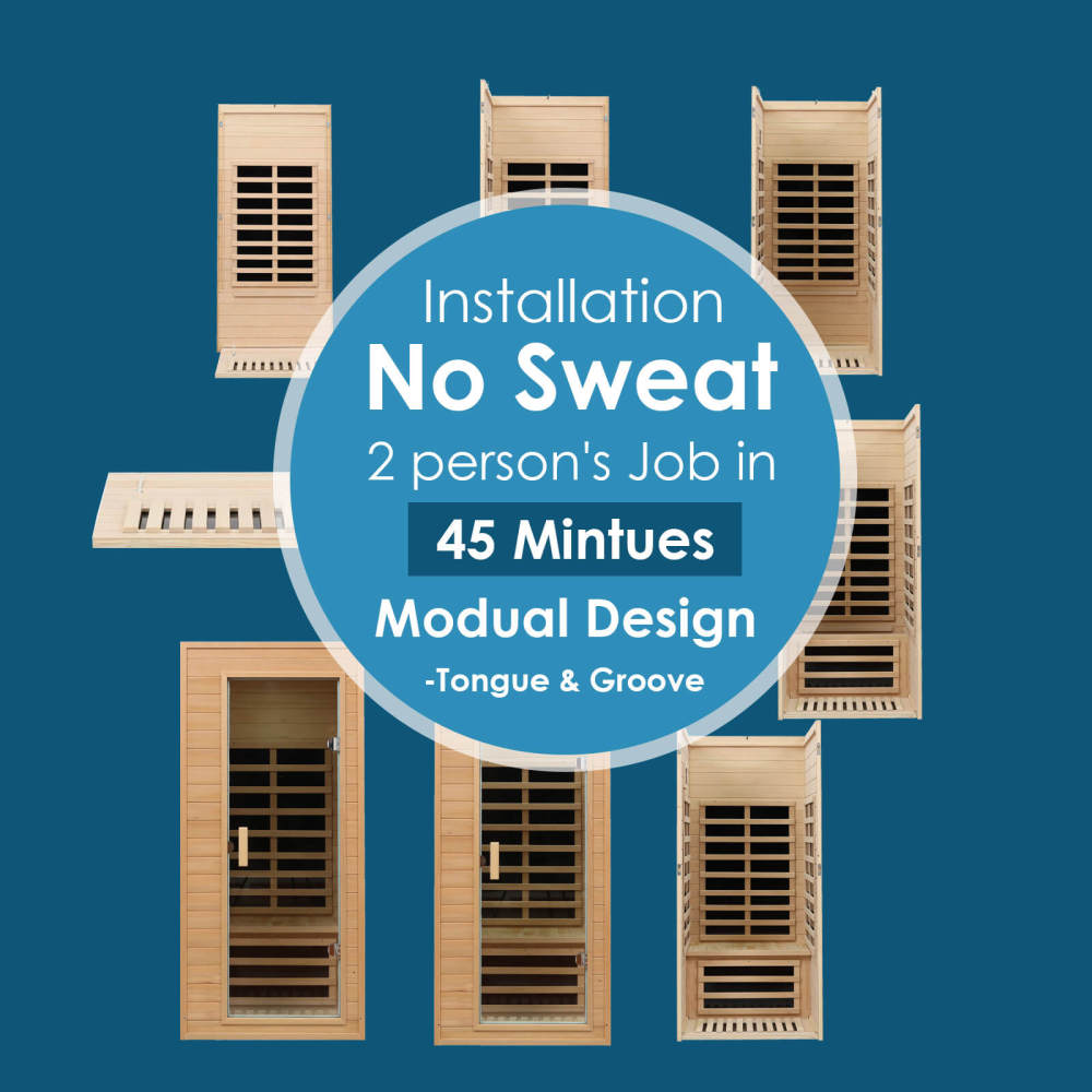 Xmatch Saunas 901G Far Infrared Sauna, Indoor Wooden Dry Sauna Low EMF (Hemlock Wood, 1-Person Size)