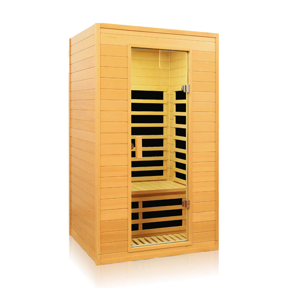 Xmatch Saunas 902G Far Infrared Sauna, Indoor Wooden Dry Sauna Low EMF (Hemlock Wood, 2-Person Size)