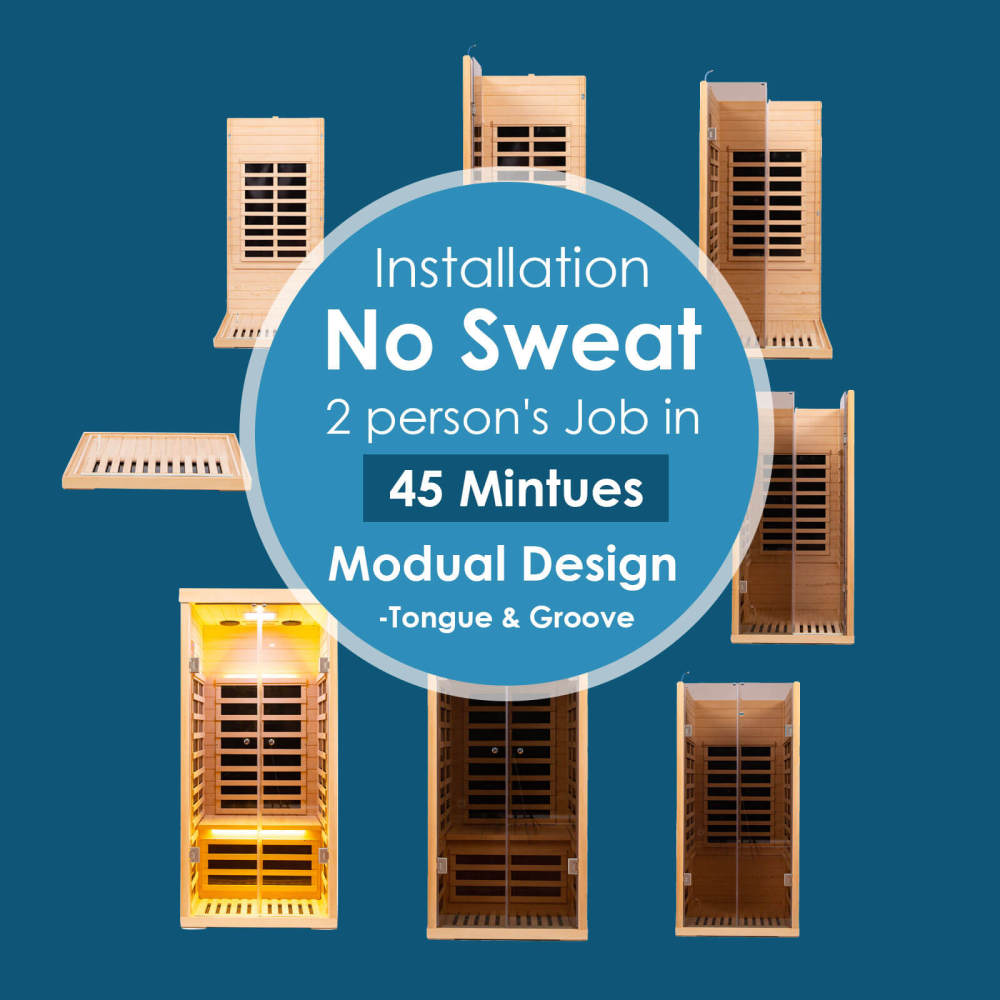 Xmatch Saunas 901S Far Infrared Sauna, Indoor Wooden Dry Sauna Low EMF (Hemlock Wood, 1-Person Size)