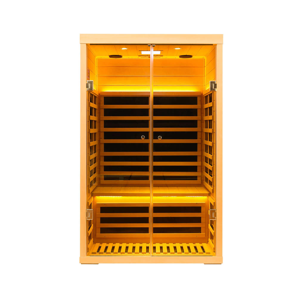 Xmatch Saunas 902S Far Infrared Sauna, Indoor Wooden Dry Sauna Low EMF (Hemlock Wood, 2-Person Size)