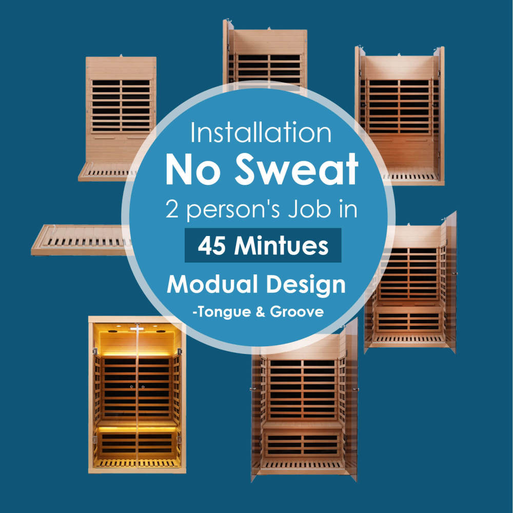 Xmatch Saunas 902S Far Infrared Sauna, Indoor Wooden Dry Sauna Low EMF (Hemlock Wood, 2-Person Size)