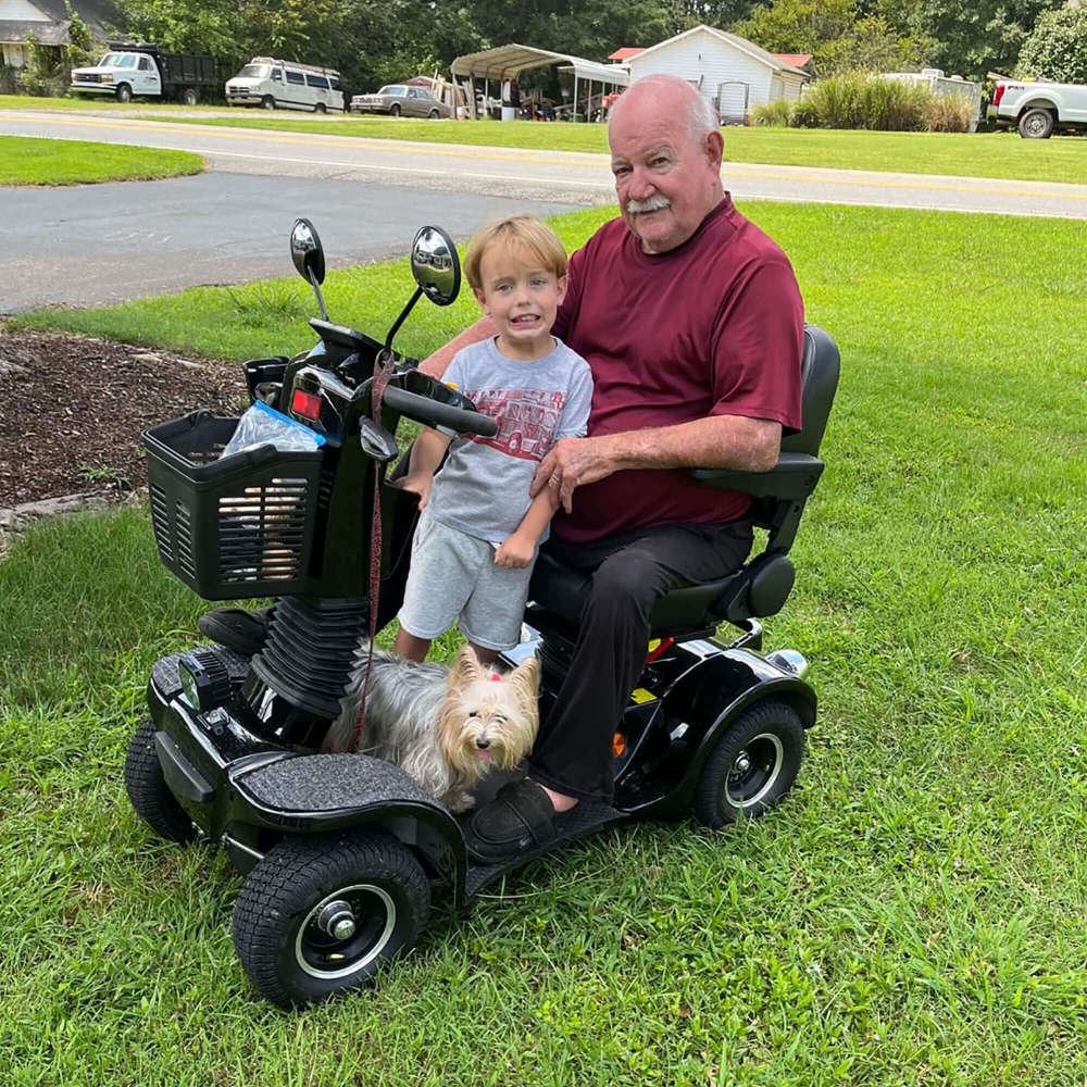 Mobility Scooters for Adults & Seniors, Heavy Duty 4-Wheel Mobility Scooter Battery Powered with Front Basket Compact Rear Box 360 Degree Adjustable Seat (Black)