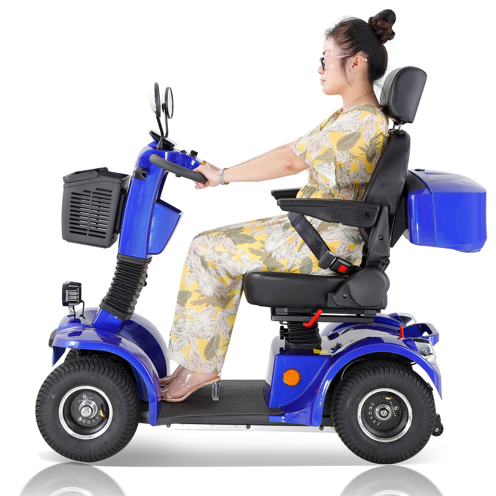 Mobility Scooters for Adults & Seniors, Heavy Duty 4-Wheel Medical Electric Powered Wheelchair Device, Elderly-Rear Box 360 Degree Adjustable Seat (Blue)