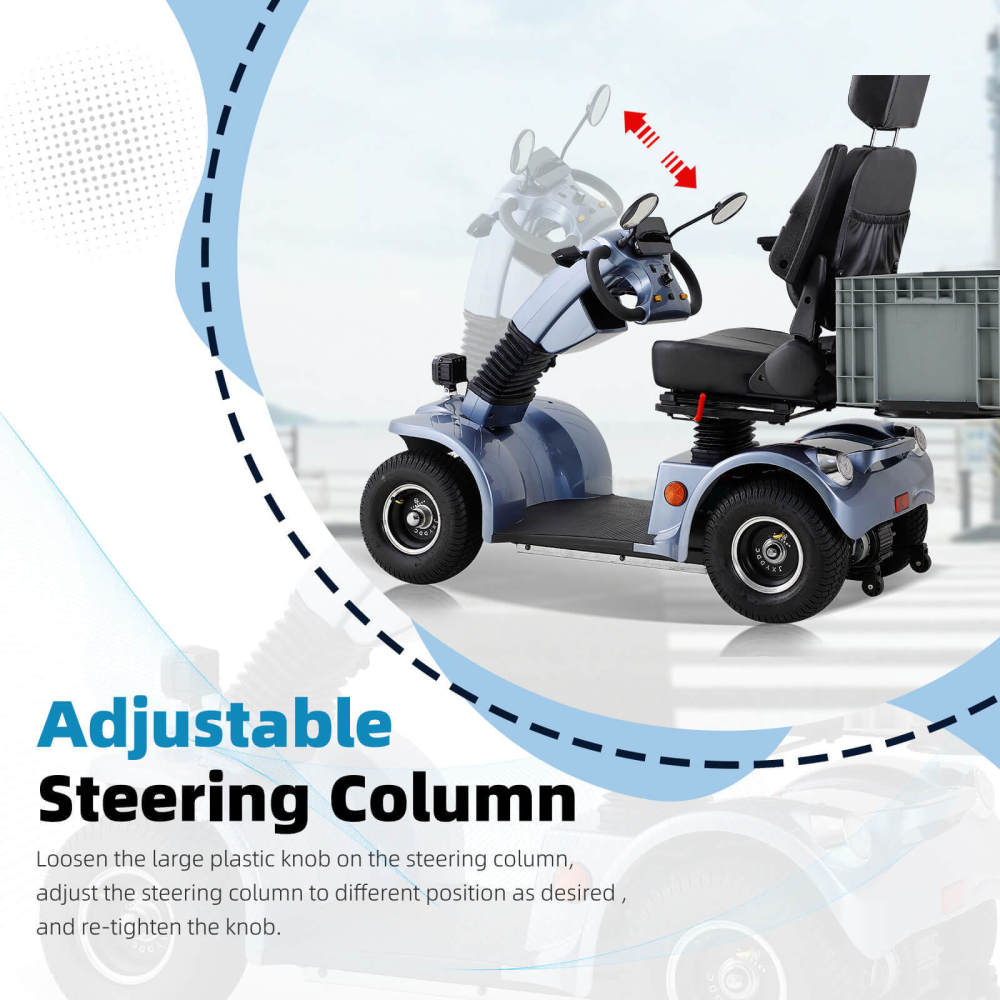 Mobility Scooter for Adults & Seniors, 4 Wheel Battery Powered Handicapped Scooters w/360 Degree Adjustable Seat and Front Basket Rear Box