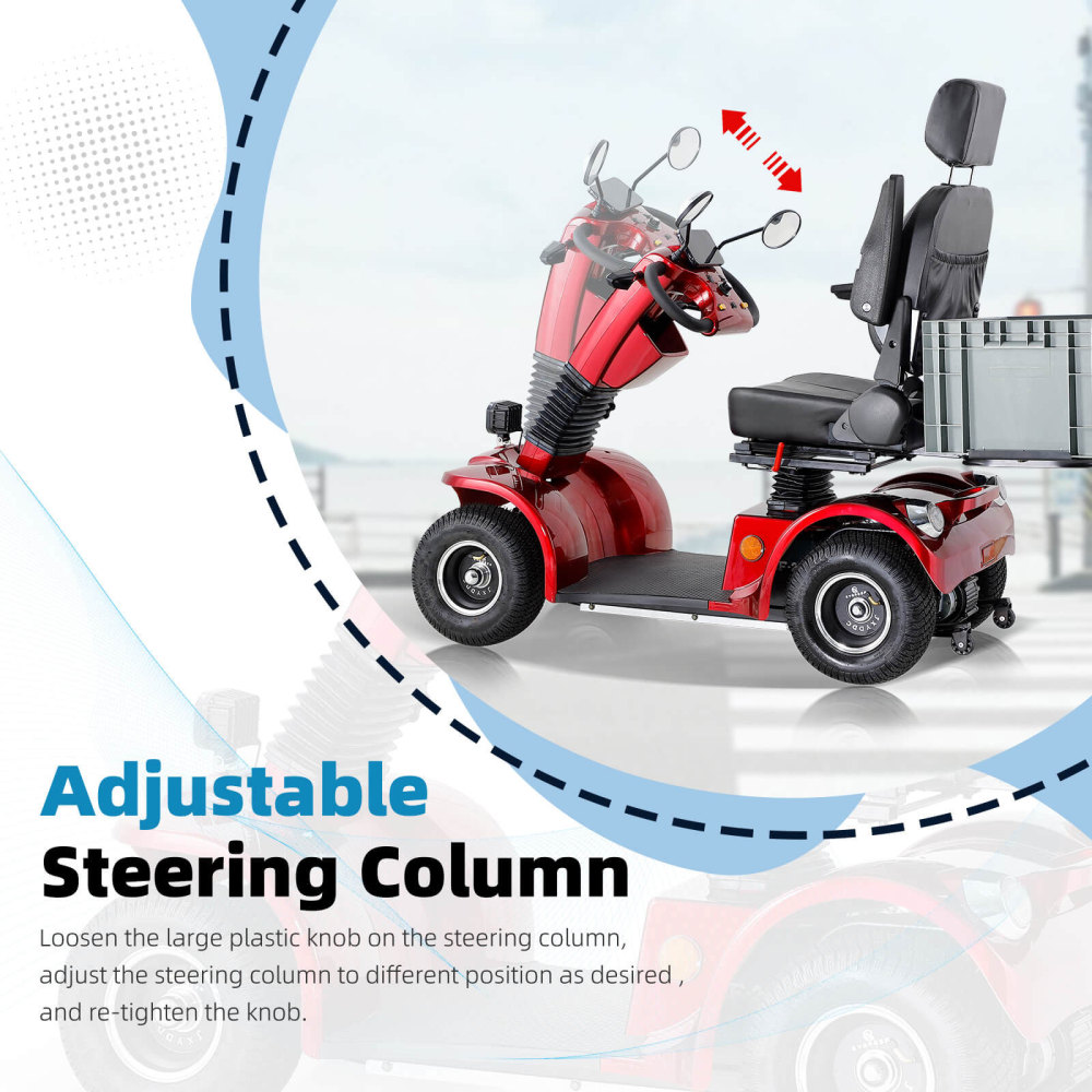 Mobility Scooter for Adults & Seniors, 4 Wheel Battery Powered Handicapped Scooters w/360 Degree Adjustable Seat and Front Basket Rear Box