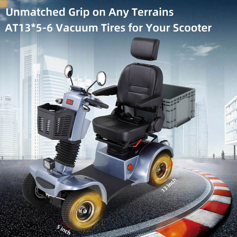 Mobility Scooter for Adults & Seniors, 4 Wheel Battery Powered Handicapped Scooters w/360 Degree Adjustable Seat and Front Basket Rear Box