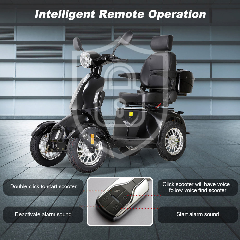 Mobility Scooters for Seniors & Adults, Heavy Duty 4-Wheel 3 Speed Medical Electric Powered Wheelchair Device 800W All Terrain, Elderly Rear Lockbox Adjustable Seat