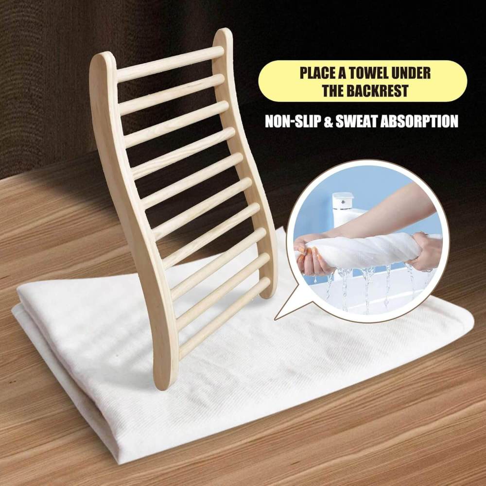 Xmatch Sauna Backrest, Natural Wood Hemlock Ergonomic S-shape Saunas Backrest 13"(W) x 20.5"(H)
