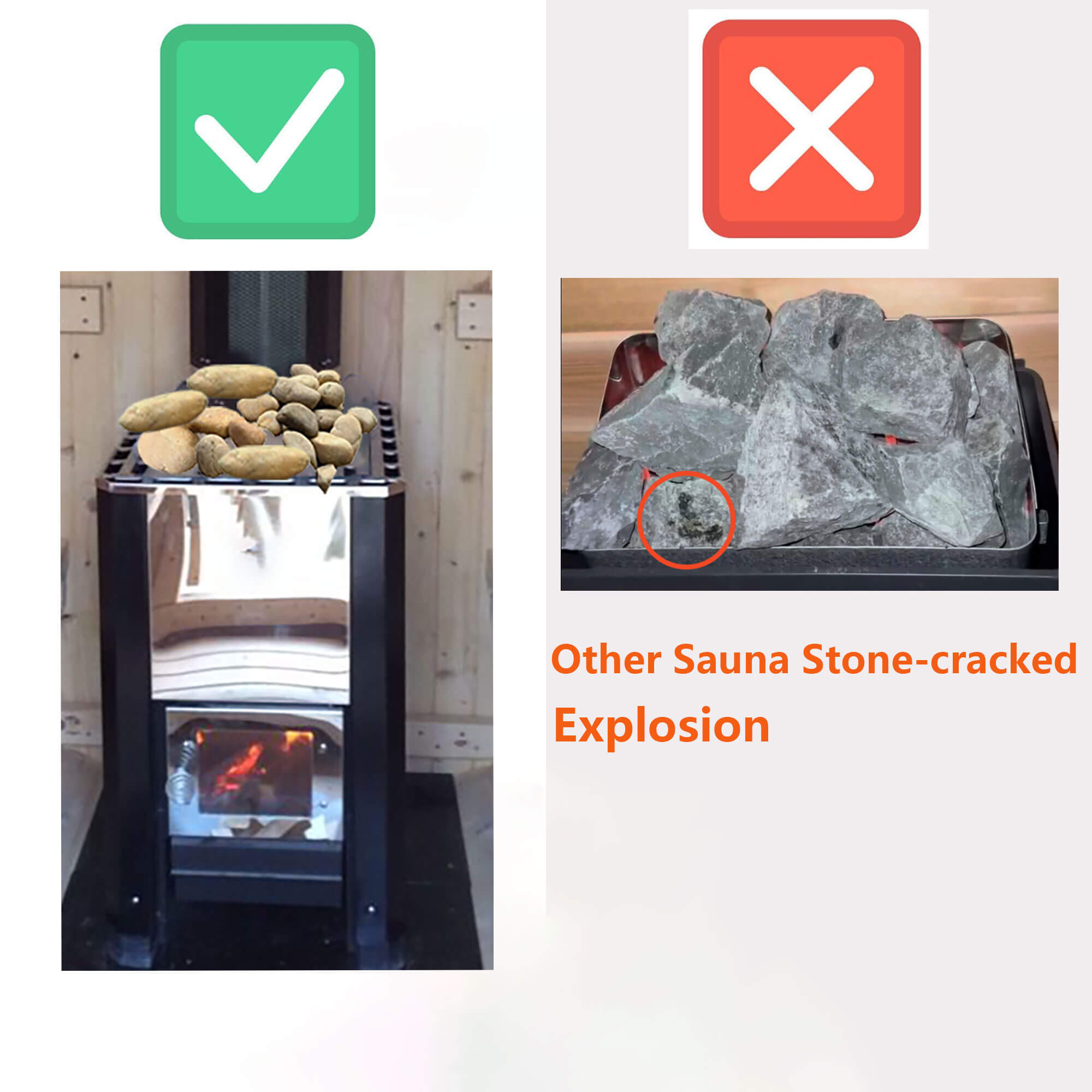 Xmatch Non Explosion Sauna Stones 22 Lbs Selected Nature Pebble Stones, Sauna Rocks for Sauna Heater and Stove, Sauna Accessory