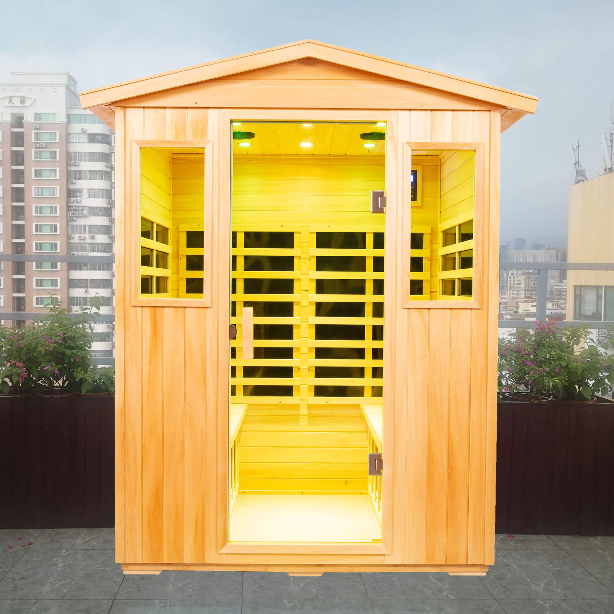 Xmatch Saunas 901V Far Infrared Sauna, Outdoor Wooden Dry Sauna Low EMF (Mahogany Wood, 1-Person Size)
