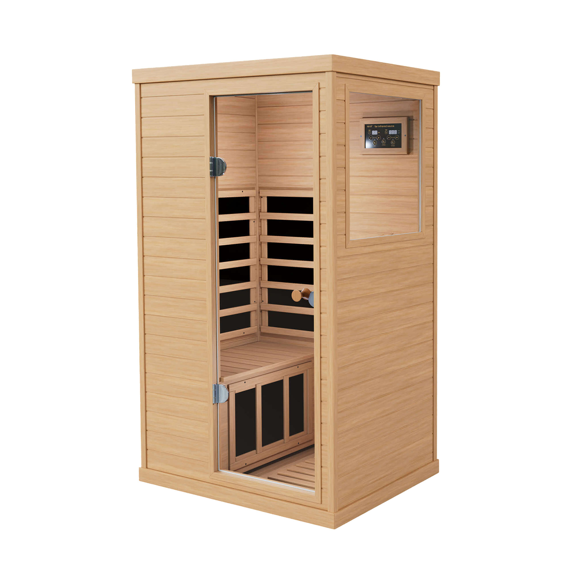 Xmatch Saunas 909Mini Far Infrared Sauna, Indoor Dry Sauna (Hemlock Wood, 1 Person Mini Size Left Door)