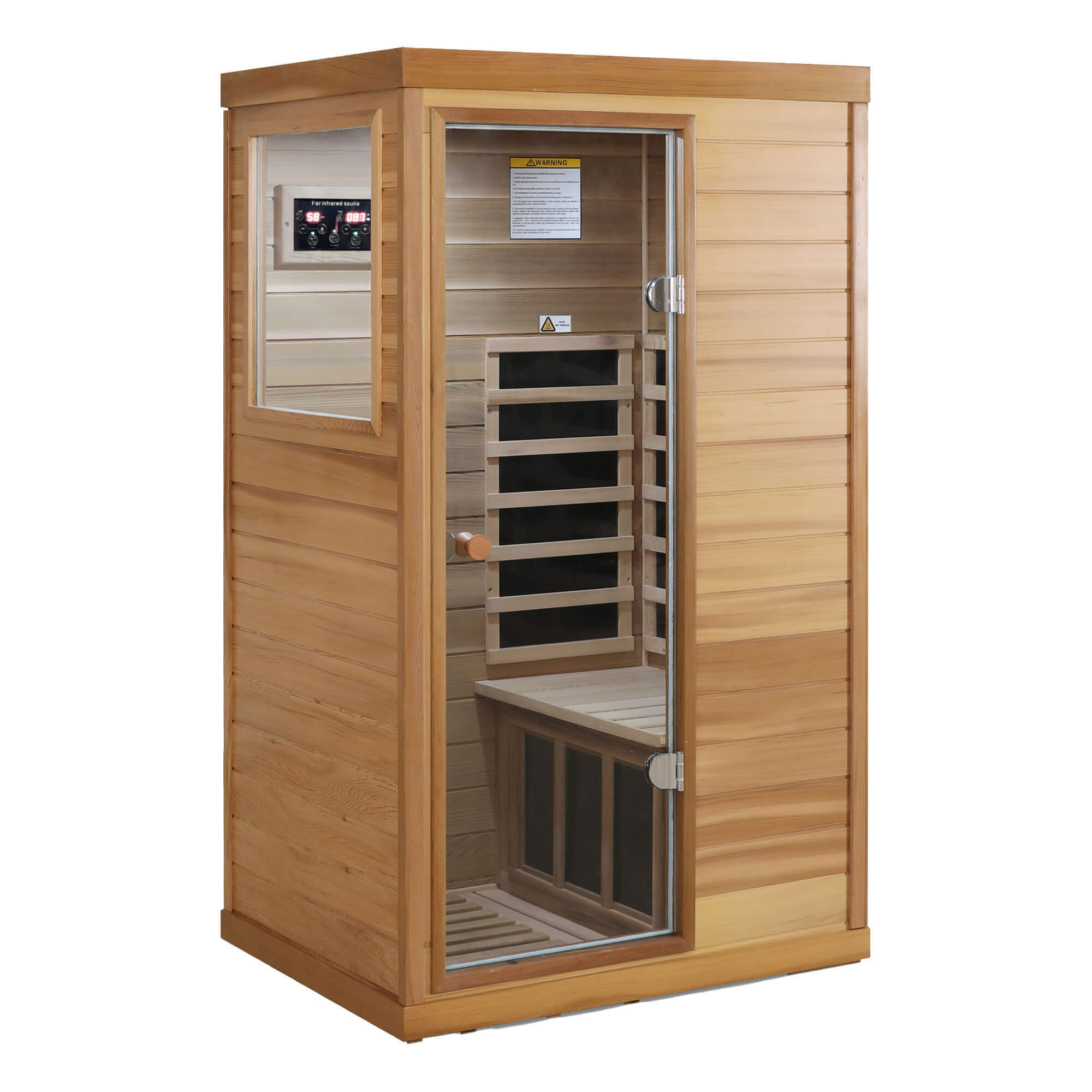 Xmatch Saunas 909Mini Far Infrared Sauna, Indoor Dry Sauna (Hemlock Wood, 1 Person Mini Size Right Door)