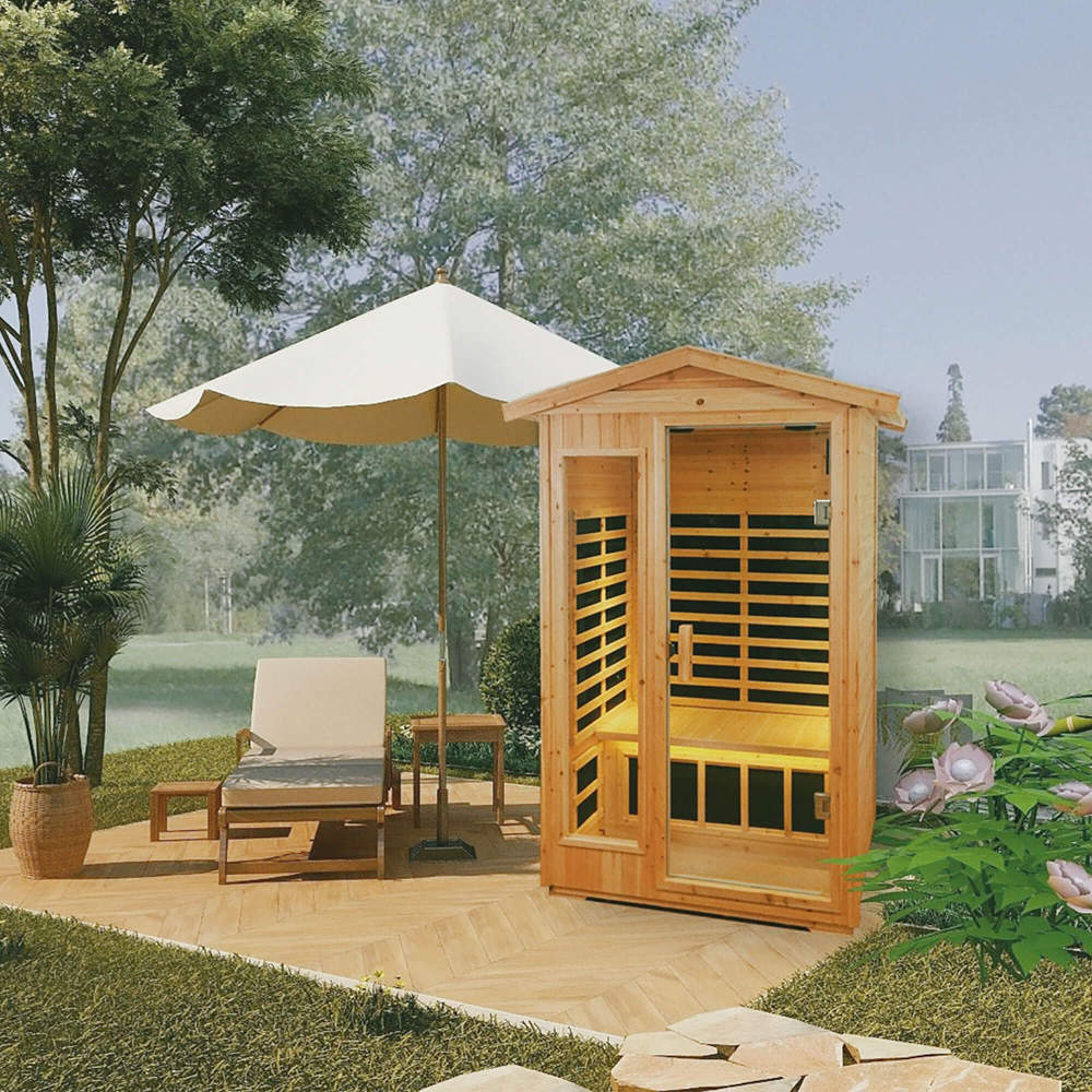 Xmatch Saunas 902V Far Infrared Sauna, Outdoor Wooden Dry Sauna Low EMF (Hemlock Wood, 2-Person Size)