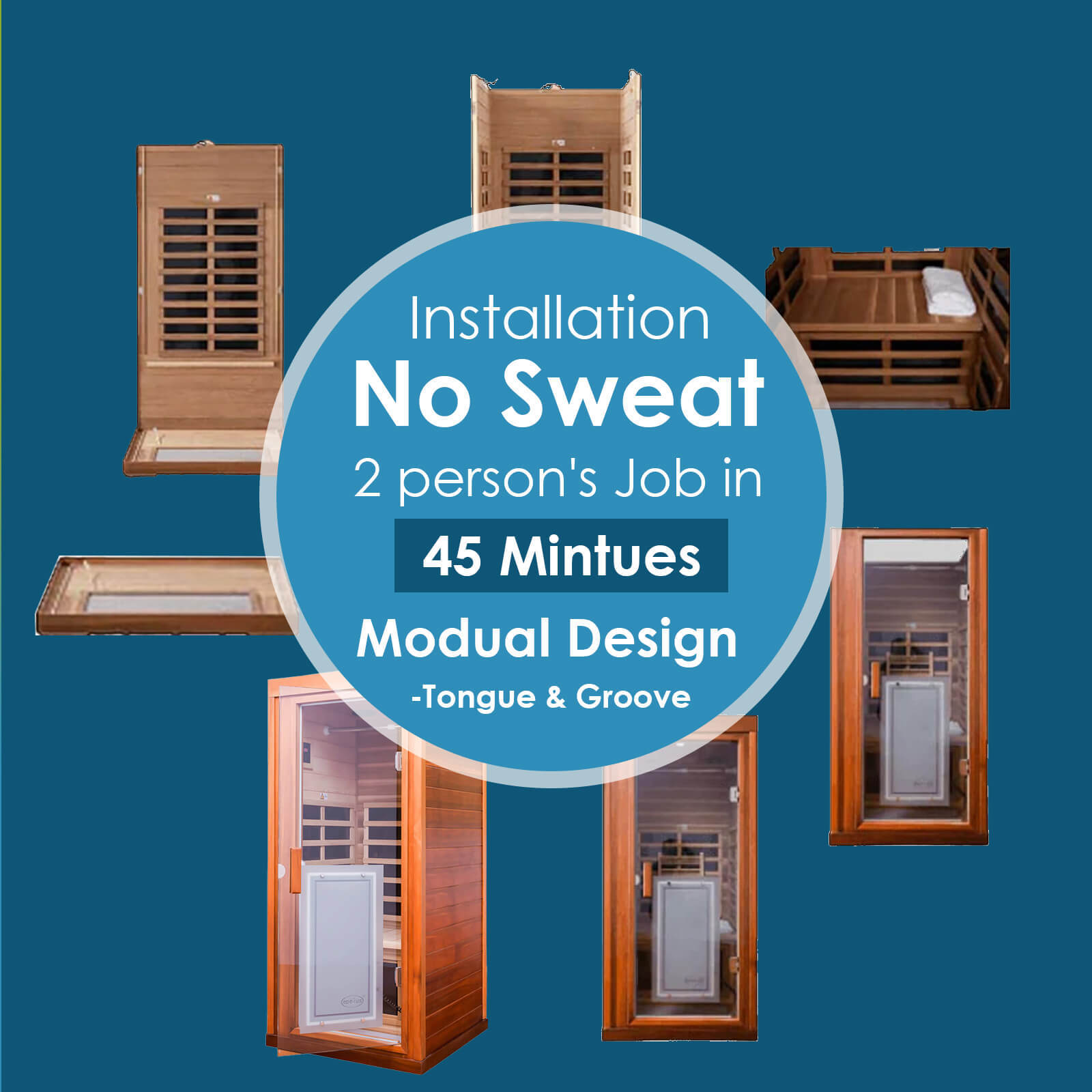 Xmatch Saunas 906Mini Far Infrared Sauna, Indoor Wooden Dry Sauna (Red Cedar, 1 Person Mini Size 360 Envolved)