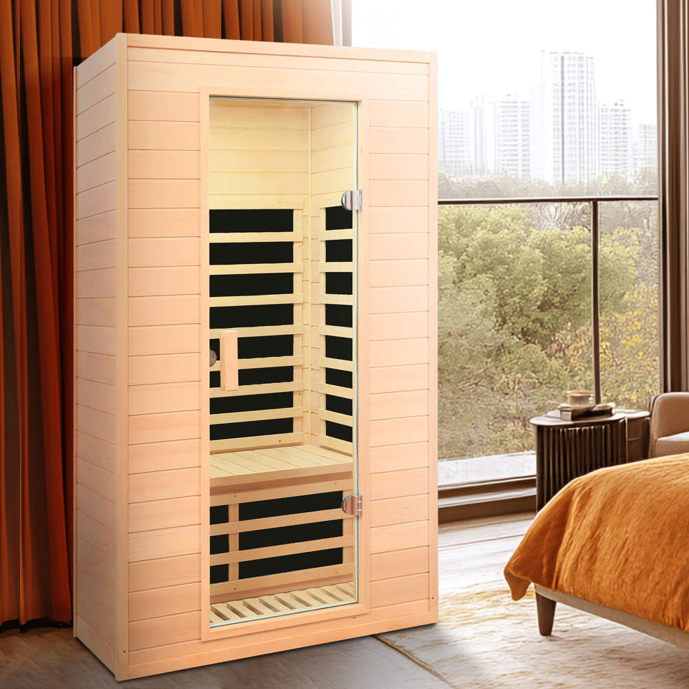 Xmatch Saunas 902G Far Infrared Sauna, Indoor Wooden Dry Sauna Low EMF (Hemlock Wood, 2-Person Size)